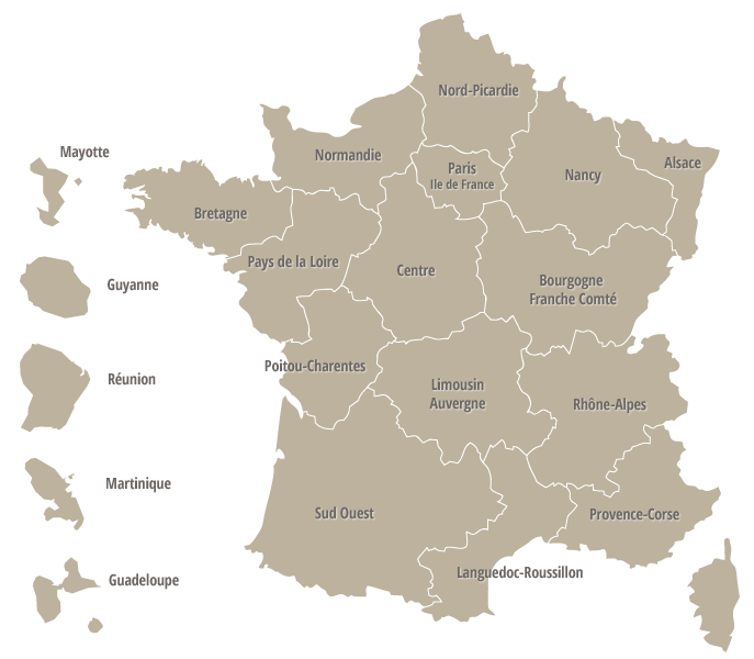 Carte des Régions des AREGE
